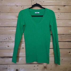 Old Navy Womens Cable Knit V-Neck Sweater Beach‎ Cruiser Green Small S